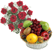 roses and fruits basket